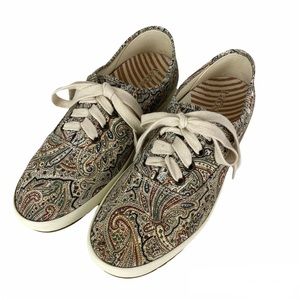 Taos Sneakers Paisley Print Size 7.5 Tan Brown